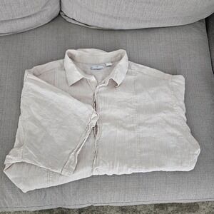 Cafe Luna Men's Short Sleeve Button Down  Beige Linen Blend sz XXL shirt
